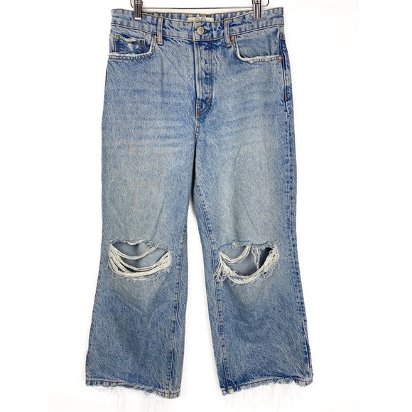 Free People We The Free Ranger Wide Leg Cropped Ripped Jeans, Sky - Size 28 - Picture 4 of 10
